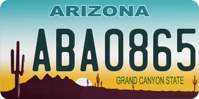 AZ license plate ABA0865