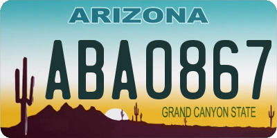 AZ license plate ABA0867
