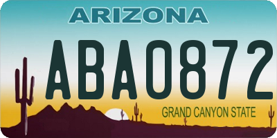 AZ license plate ABA0872