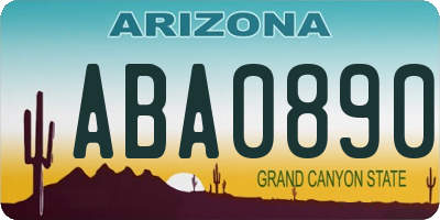 AZ license plate ABA0890
