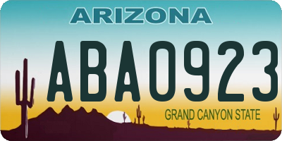 AZ license plate ABA0923