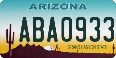 AZ license plate ABA0933