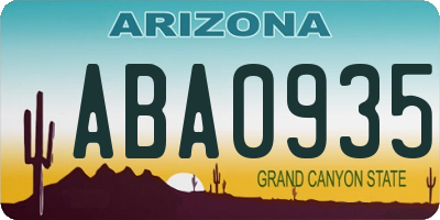 AZ license plate ABA0935