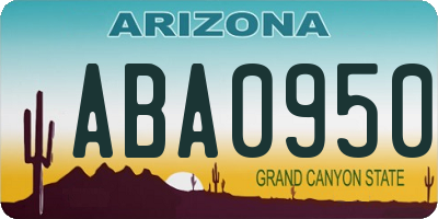AZ license plate ABA0950