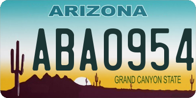 AZ license plate ABA0954