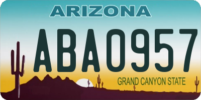 AZ license plate ABA0957
