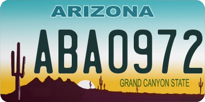 AZ license plate ABA0972