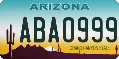 AZ license plate ABA0999