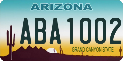 AZ license plate ABA1002