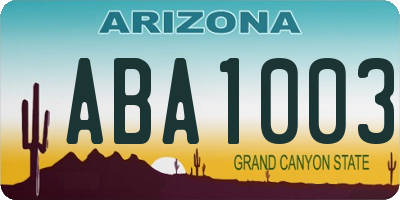 AZ license plate ABA1003