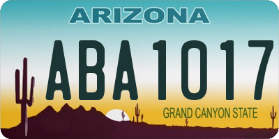 AZ license plate ABA1017
