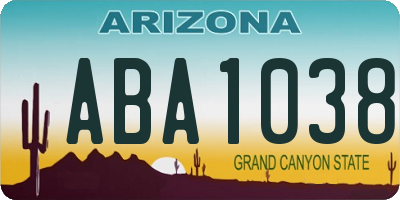AZ license plate ABA1038