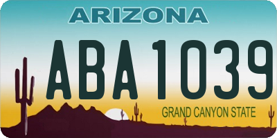 AZ license plate ABA1039