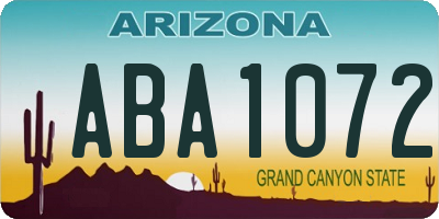 AZ license plate ABA1072