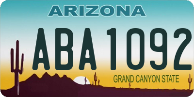 AZ license plate ABA1092