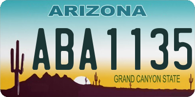 AZ license plate ABA1135
