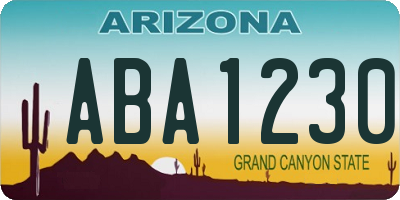 AZ license plate ABA1230