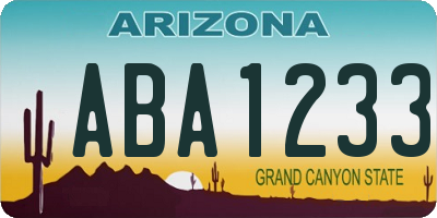 AZ license plate ABA1233