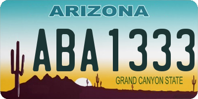 AZ license plate ABA1333
