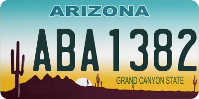AZ license plate ABA1382