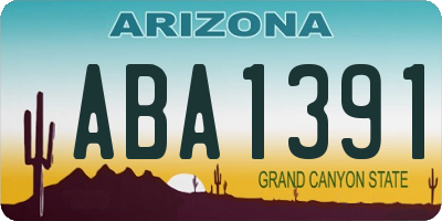 AZ license plate ABA1391