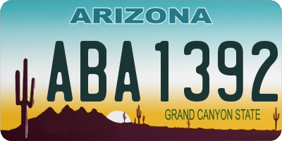 AZ license plate ABA1392