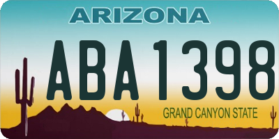 AZ license plate ABA1398