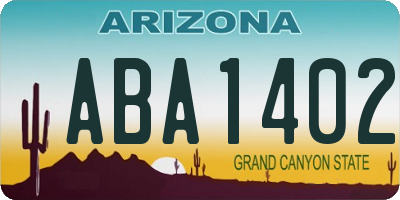 AZ license plate ABA1402