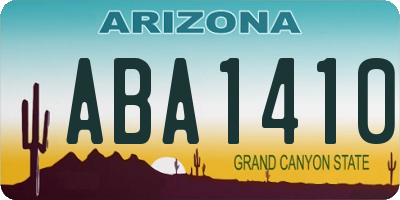 AZ license plate ABA1410