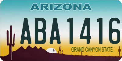 AZ license plate ABA1416