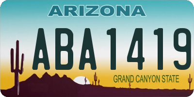 AZ license plate ABA1419