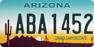 AZ license plate ABA1452