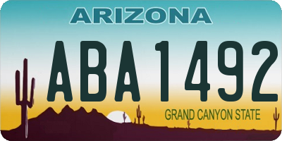 AZ license plate ABA1492
