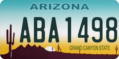 AZ license plate ABA1498
