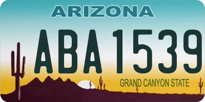 AZ license plate ABA1539