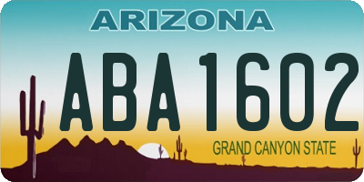 AZ license plate ABA1602