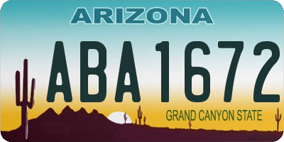 AZ license plate ABA1672