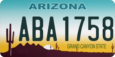 AZ license plate ABA1758