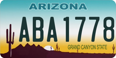 AZ license plate ABA1778