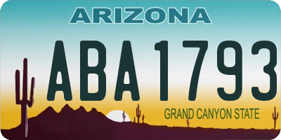 AZ license plate ABA1793