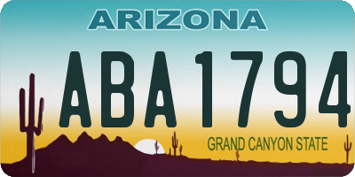 AZ license plate ABA1794