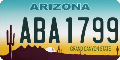AZ license plate ABA1799