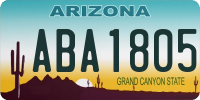 AZ license plate ABA1805