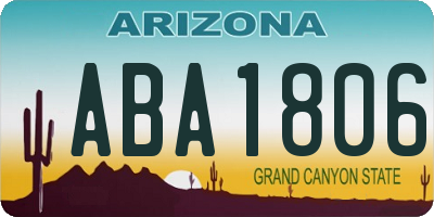 AZ license plate ABA1806