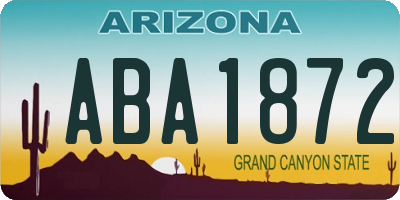 AZ license plate ABA1872