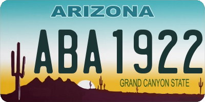 AZ license plate ABA1922