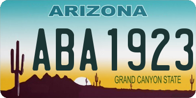 AZ license plate ABA1923