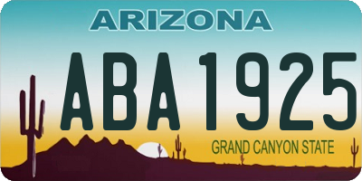 AZ license plate ABA1925