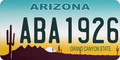 AZ license plate ABA1926