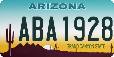 AZ license plate ABA1928
